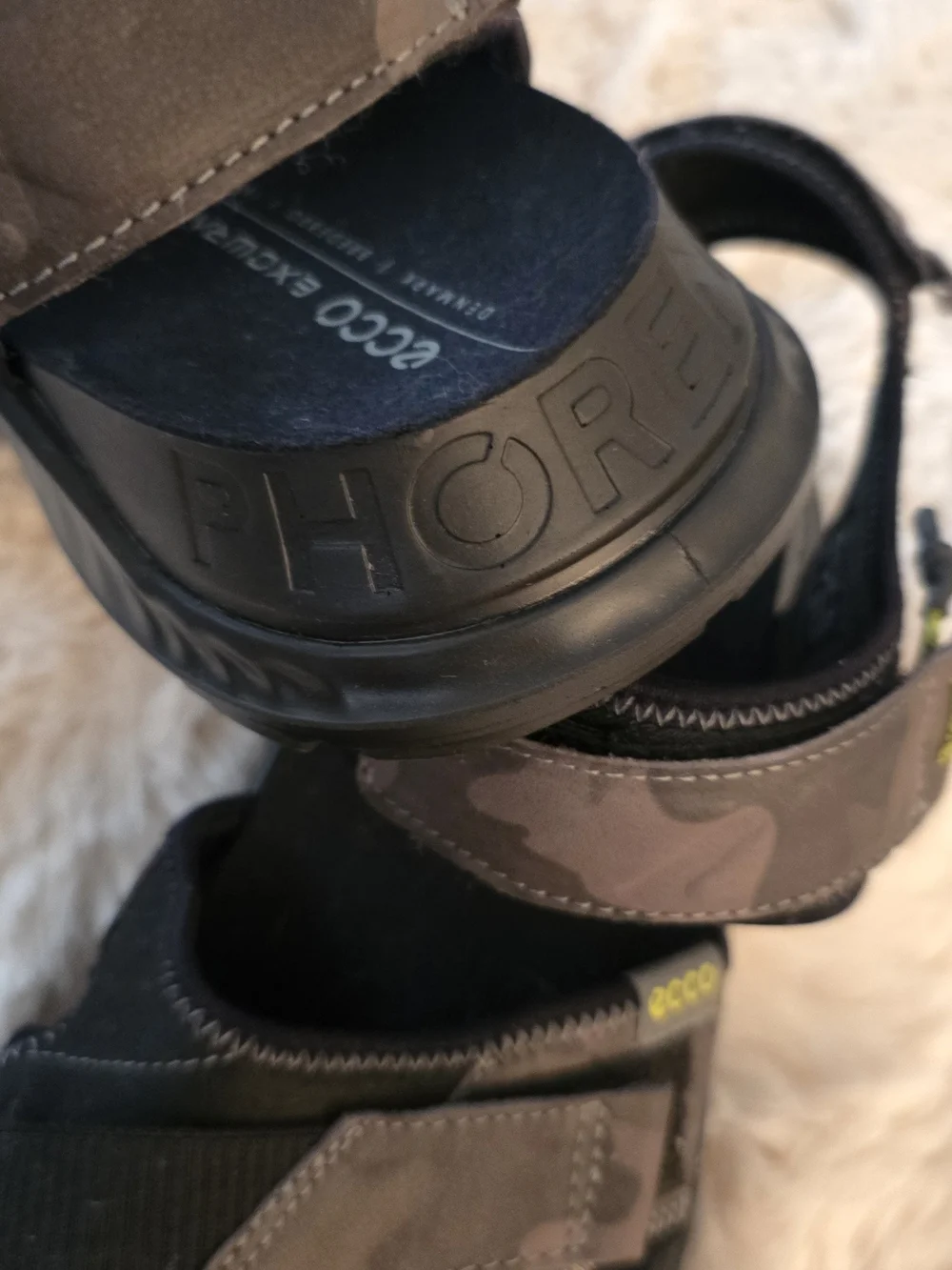 Ecco Exowrap 3-Strap Sandals. Black and Gray Velcro Sport Sandals For Men.